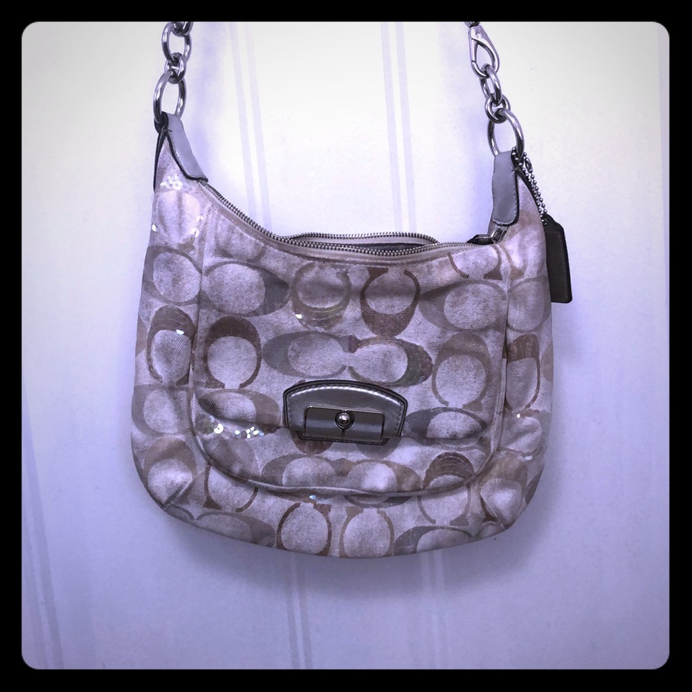 COACH Neutral Sequin Crossbody